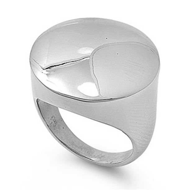 WOMEN'S SILVER STAINLESS STEEL DOME STYLE CRYSTAL COCKTAIL FASHION RING SZ 5-10